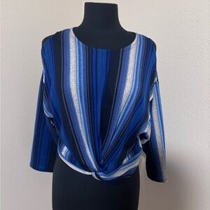 Knot-Front Blue Striped Women's Tunic